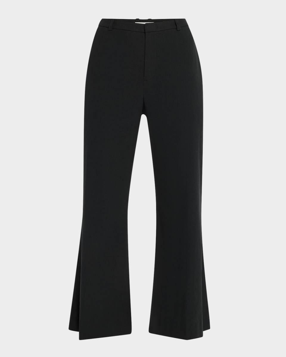 Mid-Rise Cropped Flare Trousers